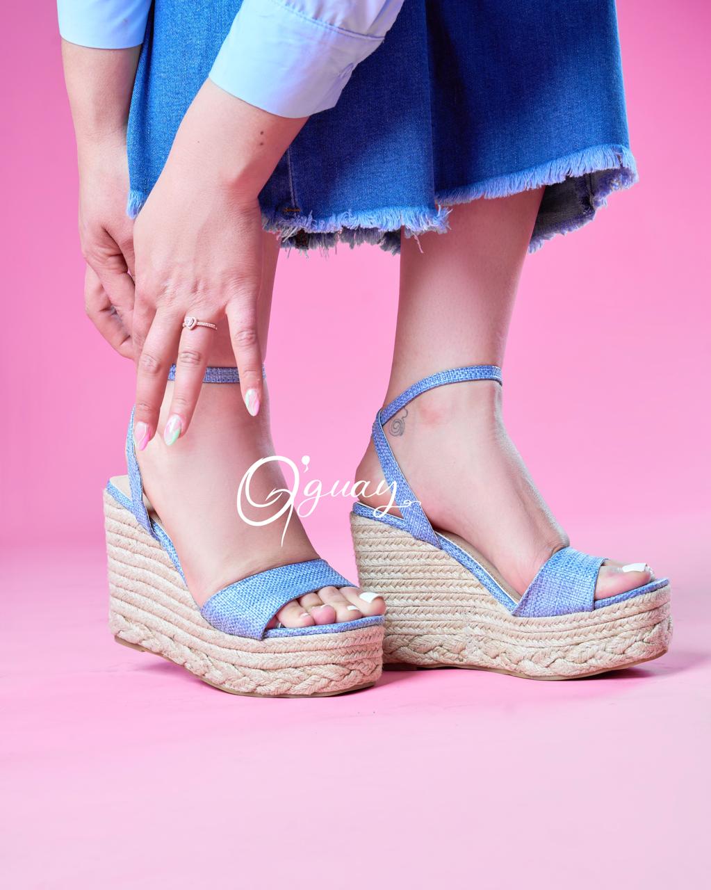 Cuñas Corridas DE FIQUE EN COLOR JEANS