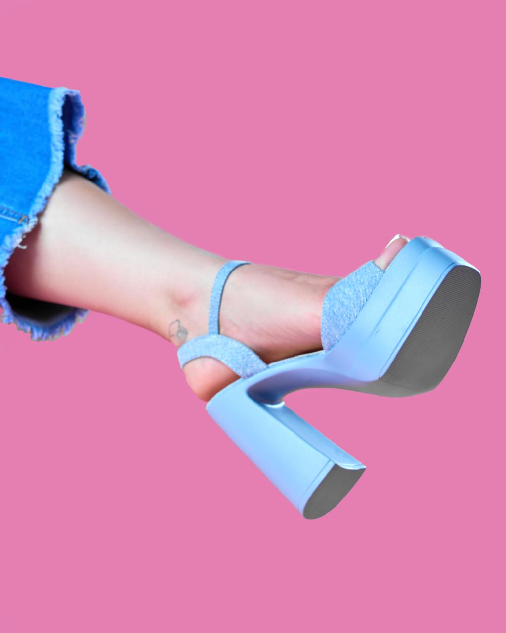 Sandalias de Tacon grueso en Jeans