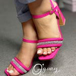 Sandalias Con Brillos en fucsia