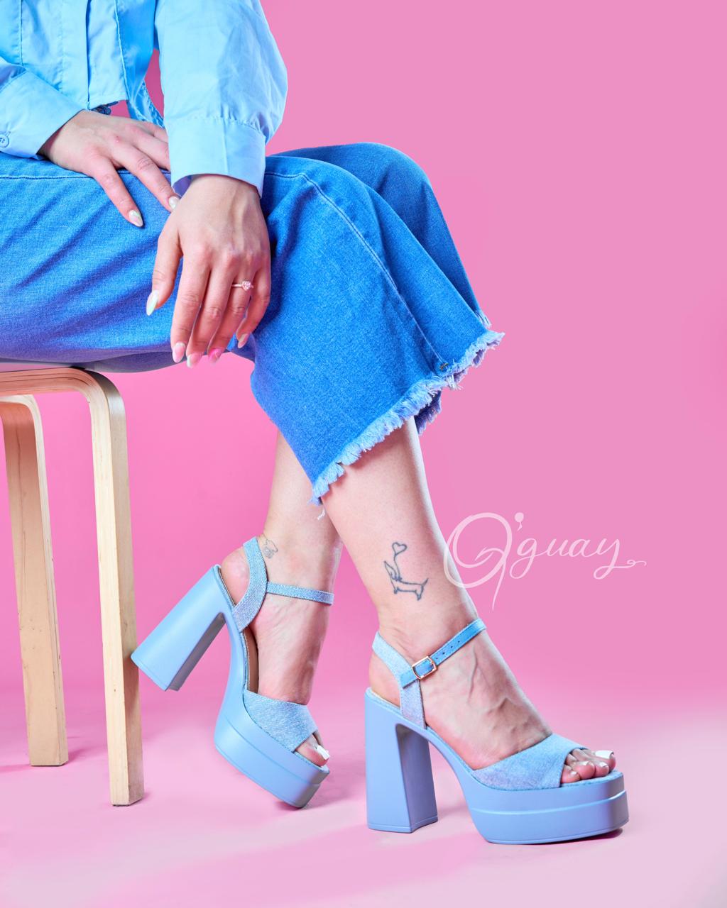 Sandalias de Tacon grueso en Jeans