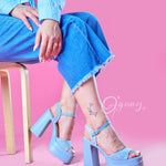 Sandalias de Tacon grueso en Jeans