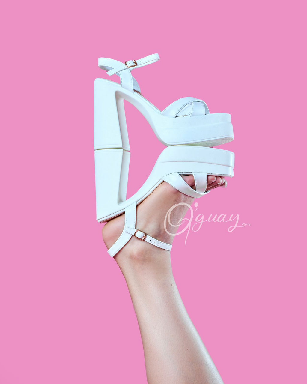 Sandalias De Tacon Grueso Blancos