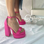 Sandalias KIM en FUCSIA SATINADAS